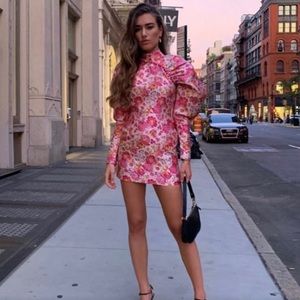 ROTATE DRESS IN PINK - balloon sleeves